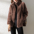 Warm Soft Women's Teddy Coat with High Collar and Zipper