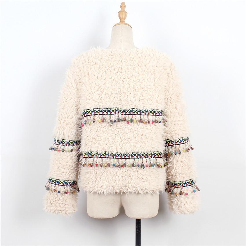 Winter Imitation Lamp Fur Tassel Short Coat Soft Jacket