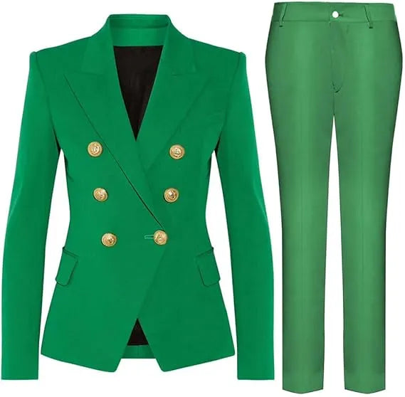Damen elegantes Business-Anzug-Set mit doppelter Knopfleiste und schmaler Passform