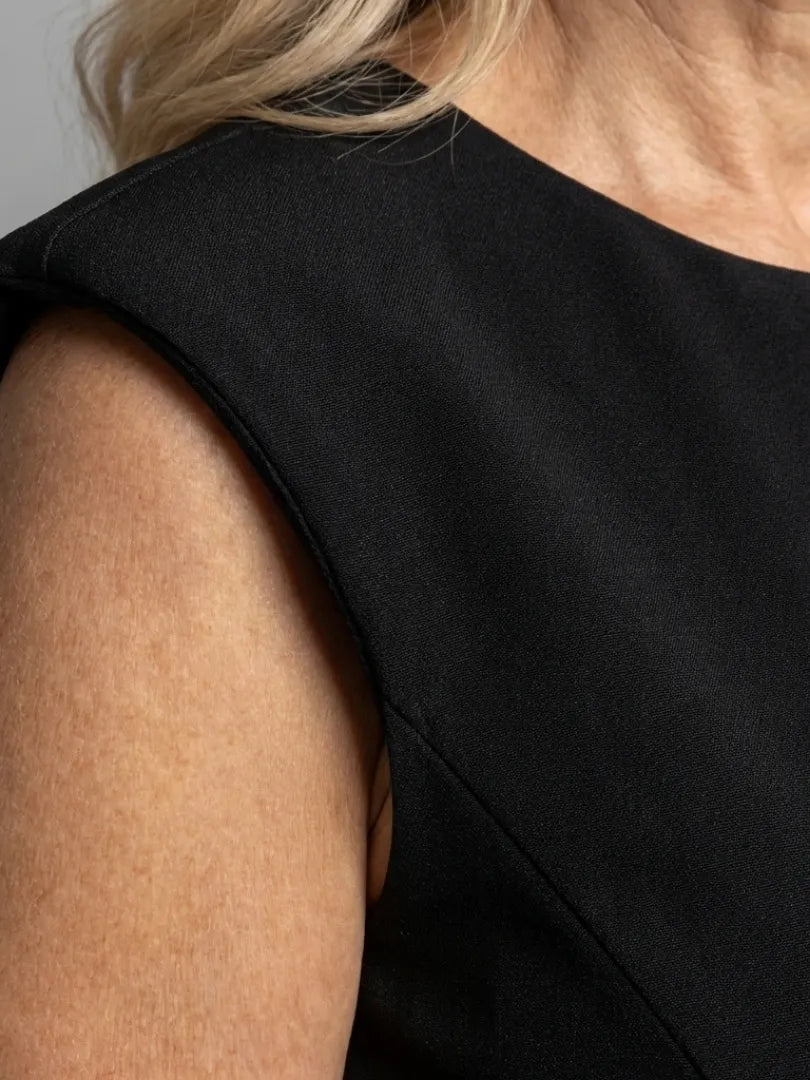 Thessaly | Sleeveless Structured Midi Dress with Front Slit
