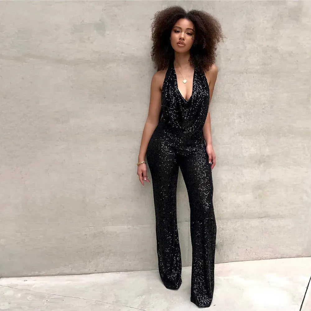Backless Sequin Jumpsuit