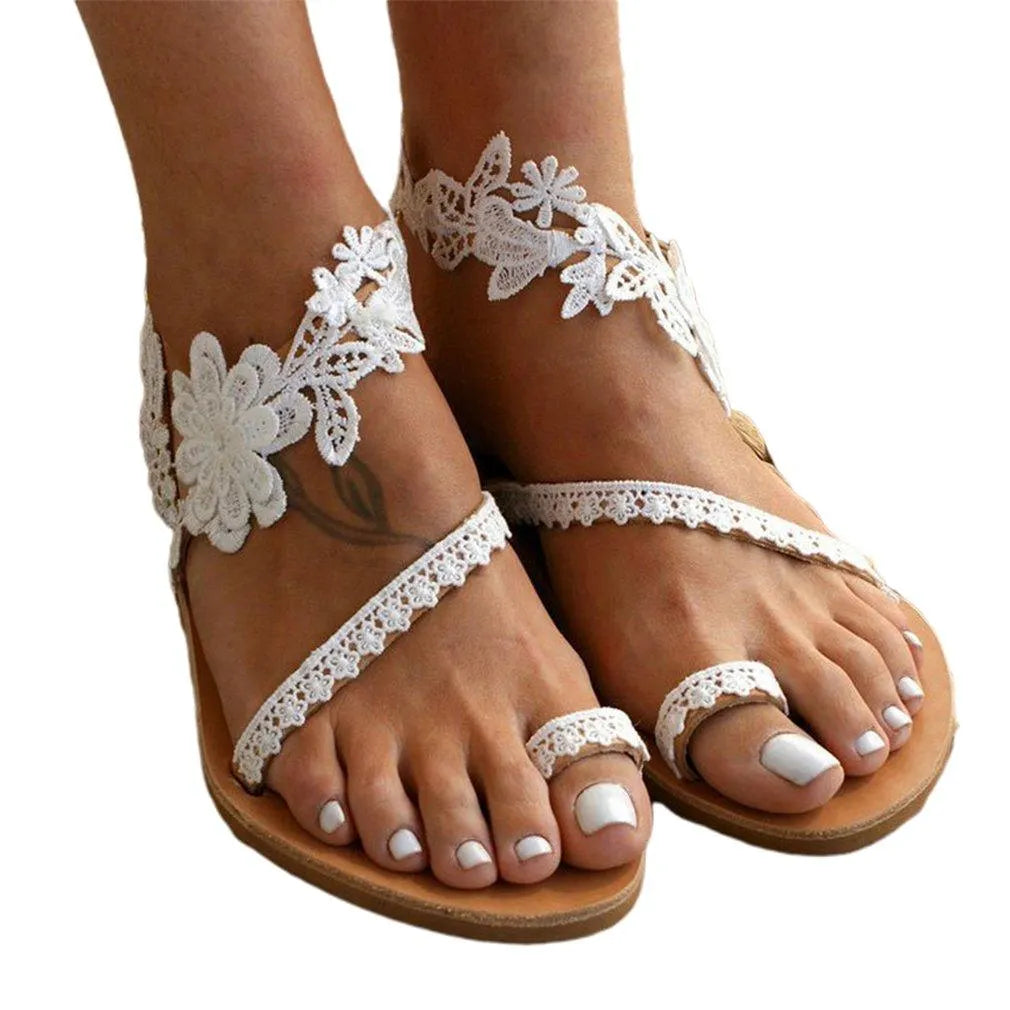 Flache Sandalen Mit Spitzendesign FÃ¼r Frauen