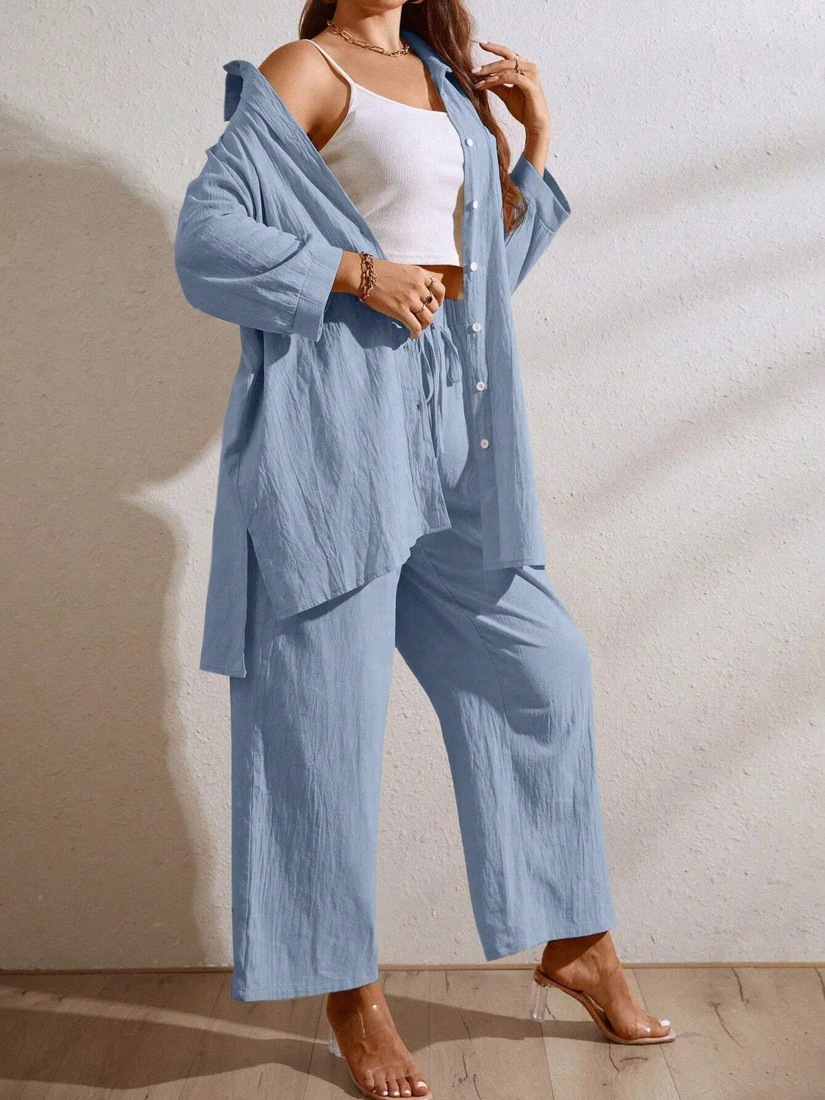 Conjunto Feminino Klycia CalÃ§a Pantacourt Azul