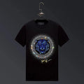 Herren-T-Shirt mit Tigerkopf-Motiv und Strassverzierung