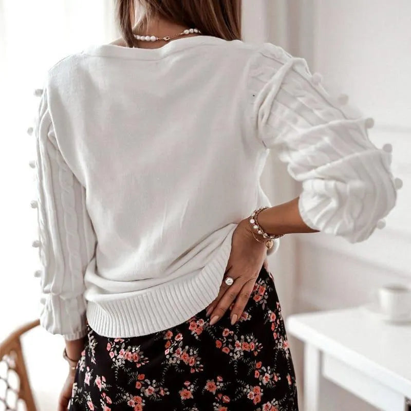 V-neck knitted shirt sweater