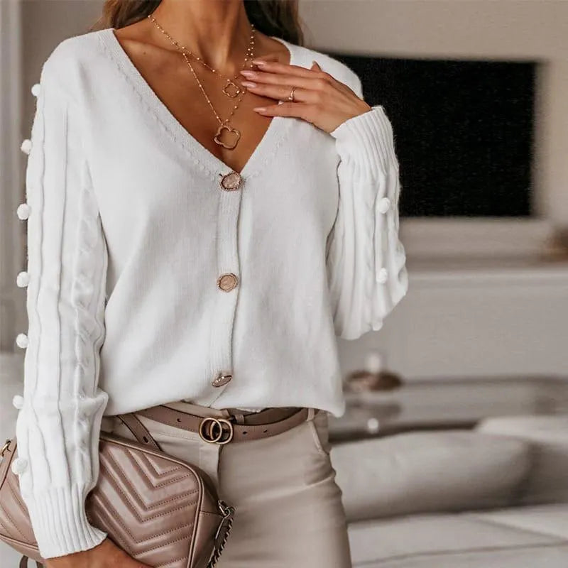 V-neck knitted shirt sweater