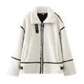 ELIN | Wollen Teddy Jas Voor Dames Met Leren Details â€“ Warm, Stoer & Ideaal Voor Koude Dagen