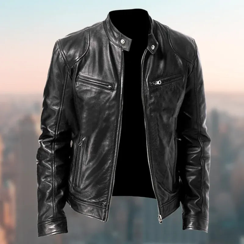 Herren Motorrad Jacke Schwarz