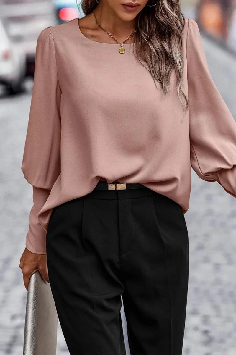 Pamelaâ„¢ - Elegante solide KnÃ¶pfe O-Ausschnitt Tops