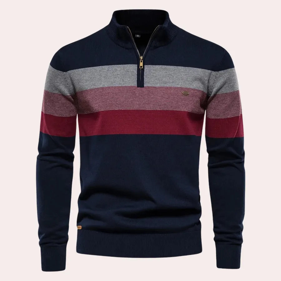 Lennarts | Halber Reißverschluss-Pullover – Stilvolle Streifen für Herren