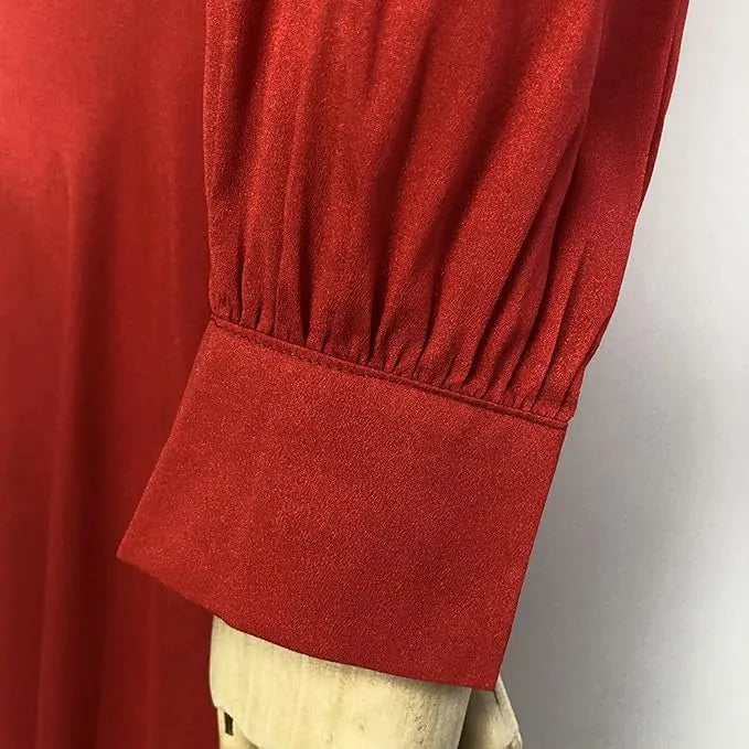 Elegantes Kleid mit langen Ärmeln V-Ausschnitt Geteilter langer Rock