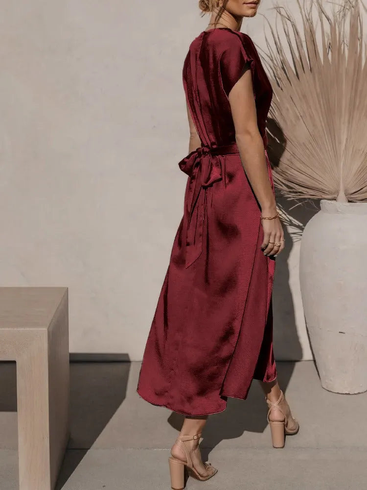 Adelaida | Elegant Satin Midi Dress