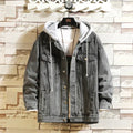 Abnehmbarer Denim Jacke Mit Kapuze Für Männer