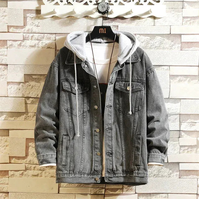 Abnehmbarer Denim Jacke Mit Kapuze Für Männer