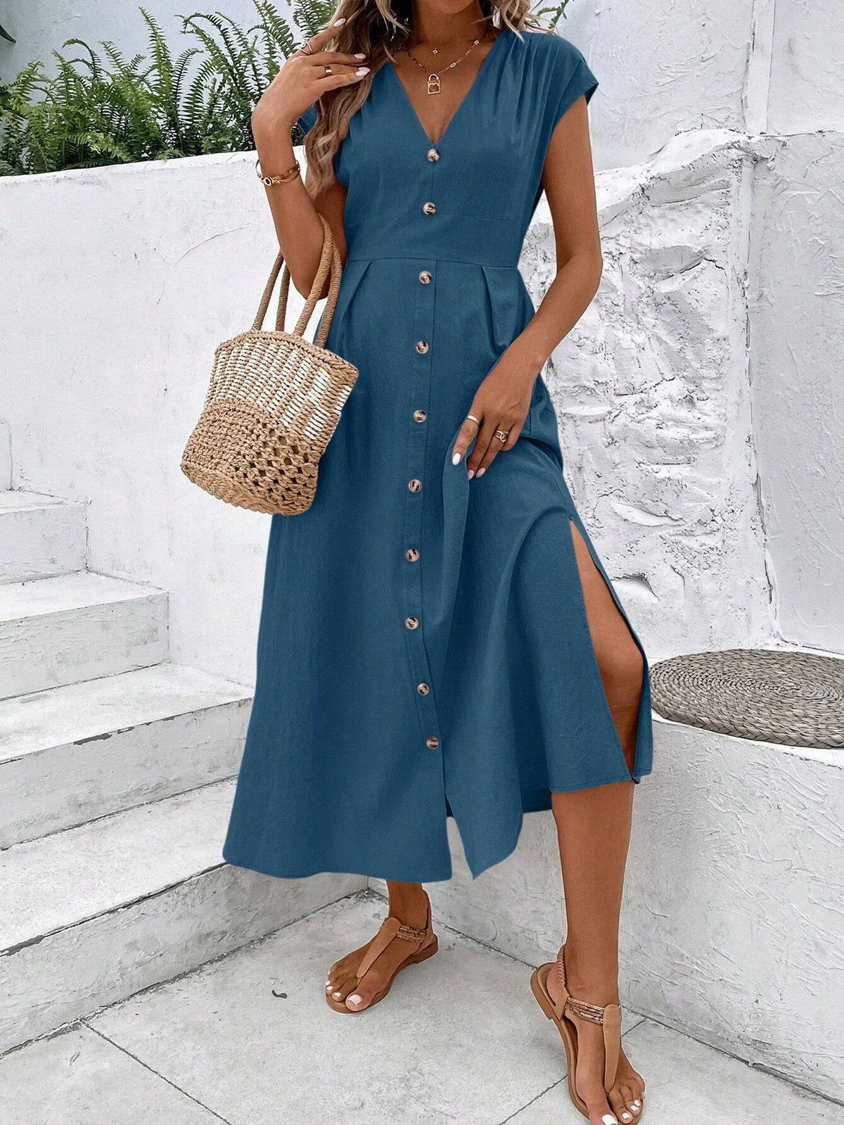 Vestido Longo Taisa Azul Marinho