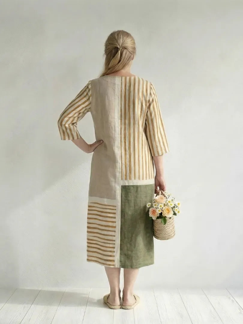 Soren | Light Mixed Stripe Midi Dress