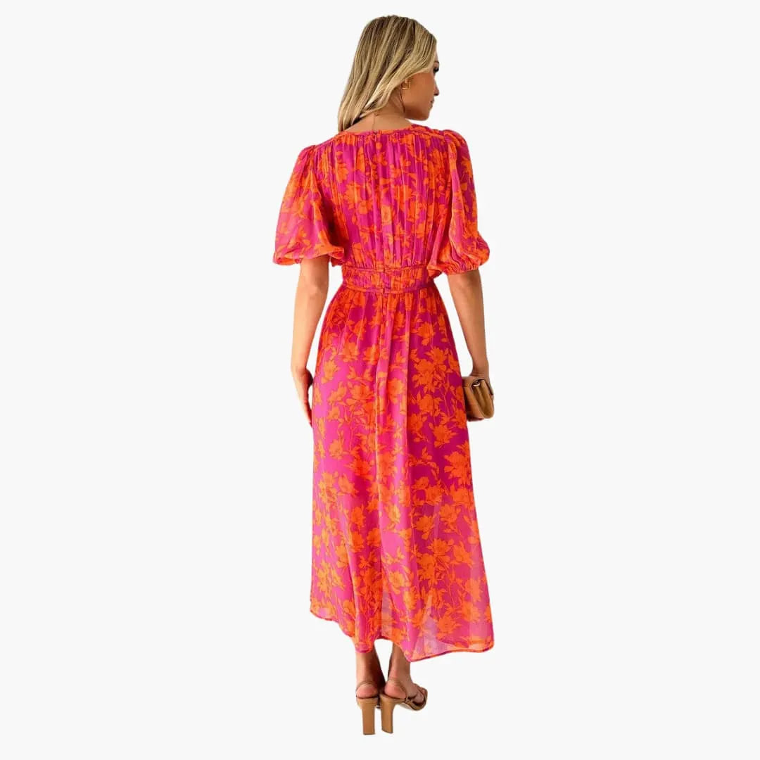 Womenâ€™s Maxi Dress with V-Neck and A-Line Skirt