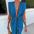 Darly| Elegant Draped Evening Dress with Split