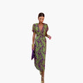 Womenâ€™s Floral Wrap Dress with Puff Sleeves