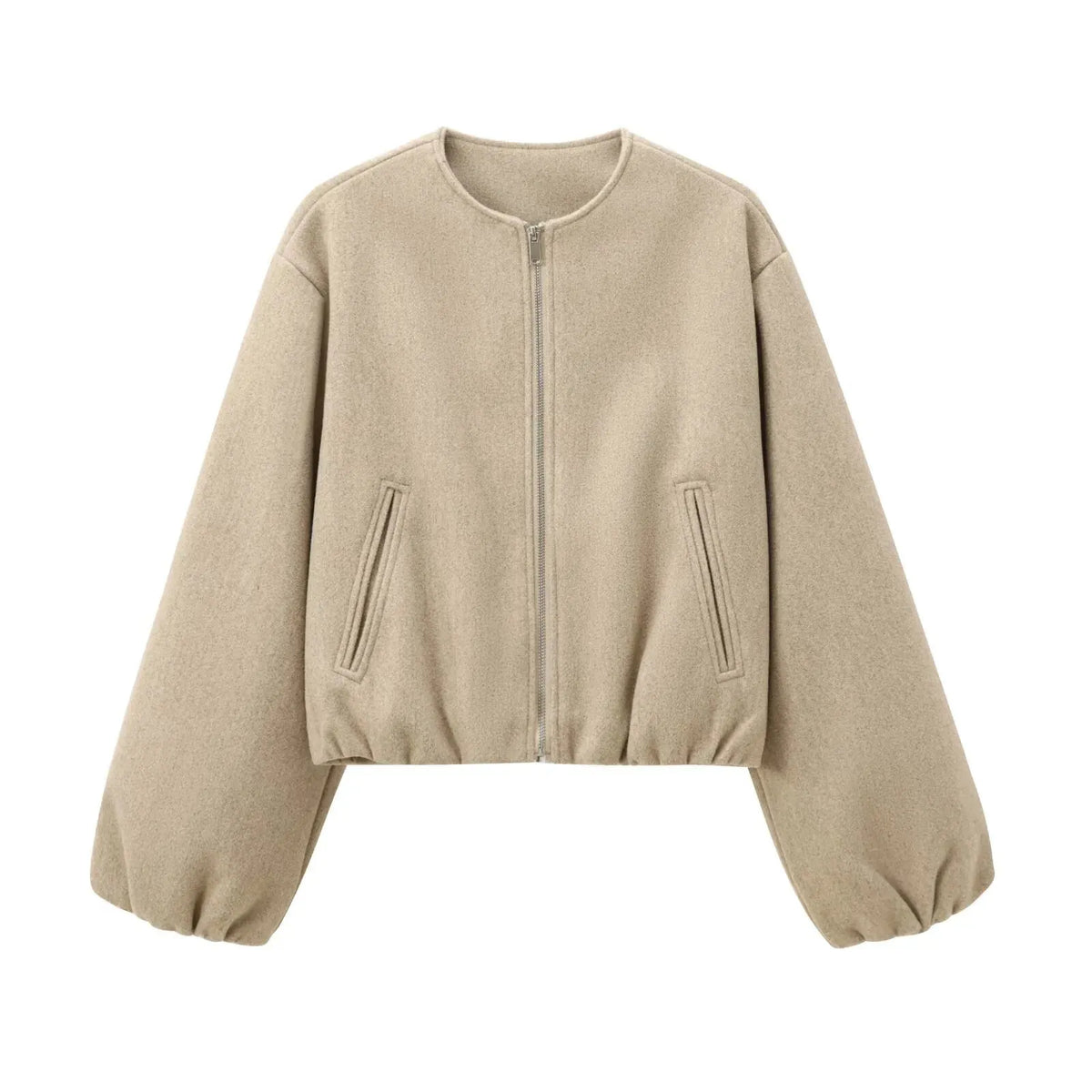 ISALIE | Cropped Wollen Dames Tussenjas Met Ronde Hals – Modern, Speels & Perfect Voor Tussen Seizoenen