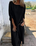 Women's Linen Blend Set with Relaxed Fit and Practical Pockets