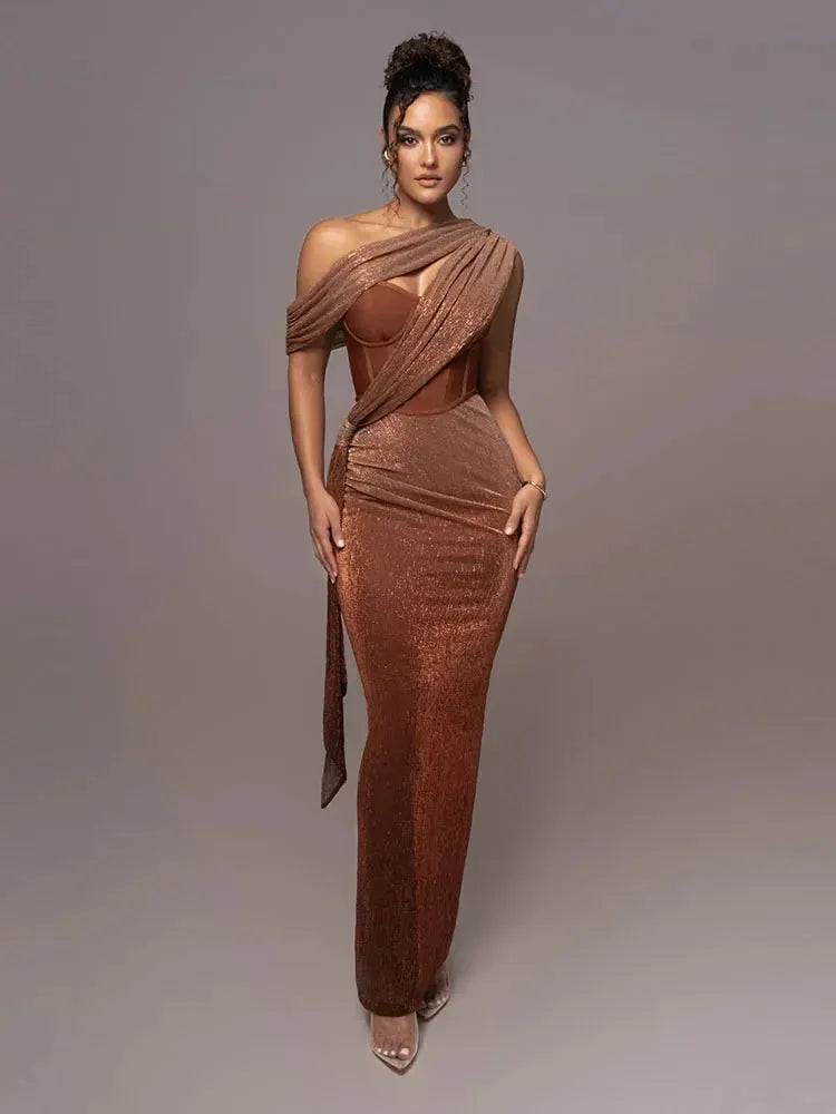 Lange Jurk Met One-Shoulder Drapering | Luxe, Elegant En Betoverend Vrouwelijk
