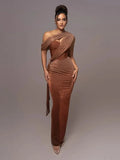 Lange Jurk Met One-Shoulder Drapering | Luxe, Elegant En Betoverend Vrouwelijk