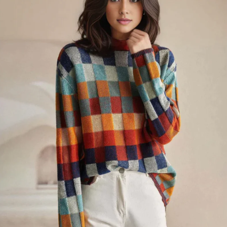 Liaâ„¢ - PATCHWORK-ROLLKRAGENPULLOVER IM KASCHMIR-CHIC