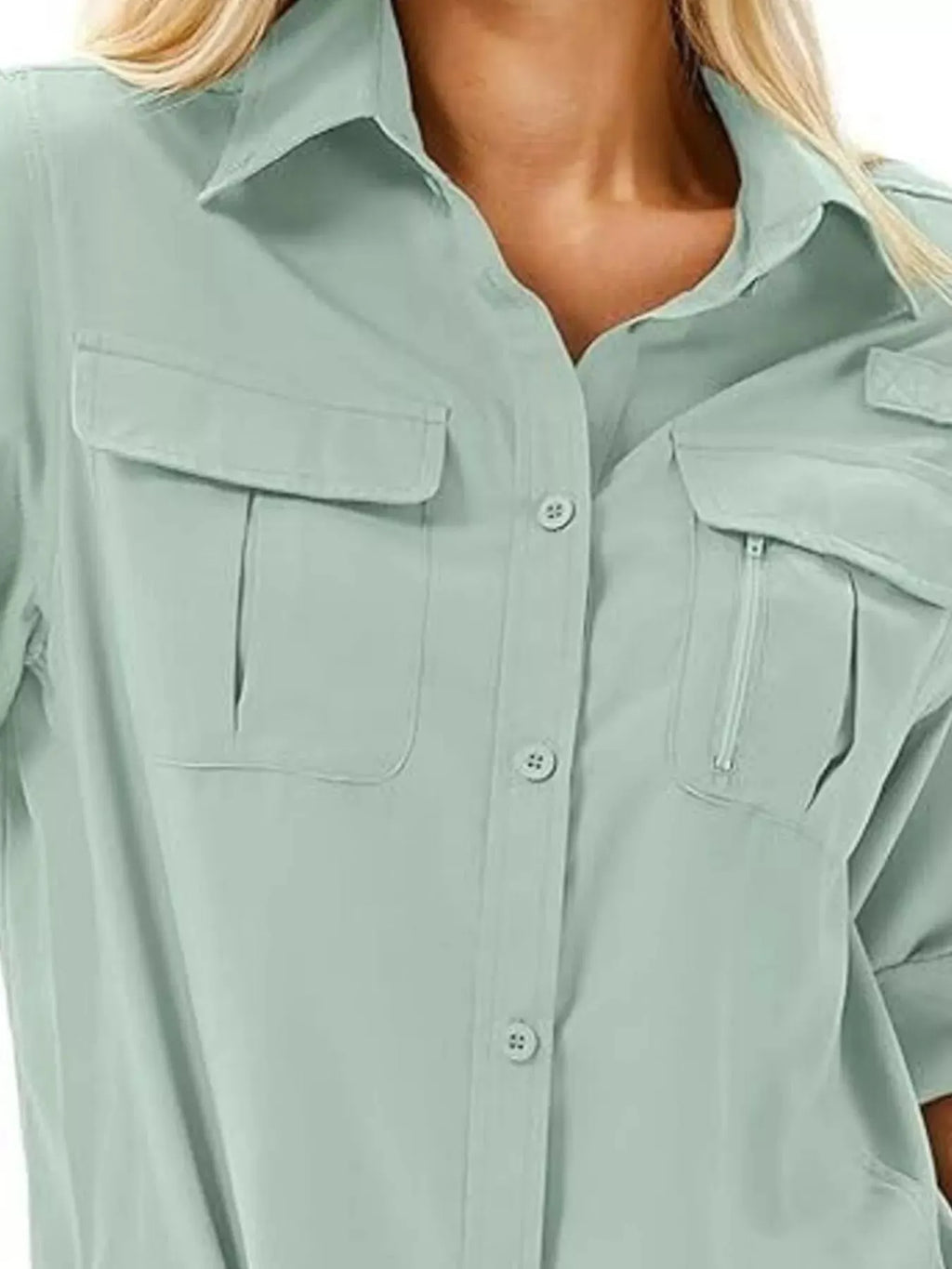 Full Size Roll-Up Sleeve Button Up Shirt Plus Size