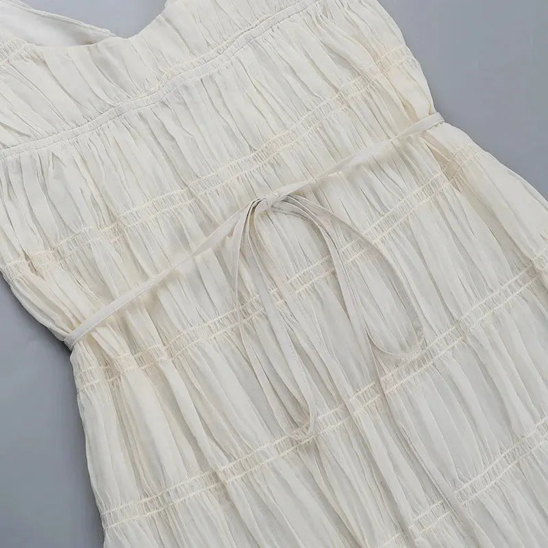 Plissiertes Maxi-Kleid mit Spaghettiträgern