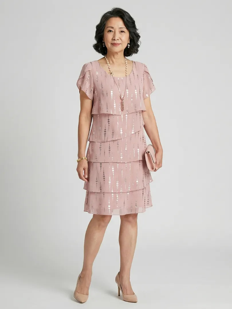Makena | Poised Dot Line Knee Length Dress