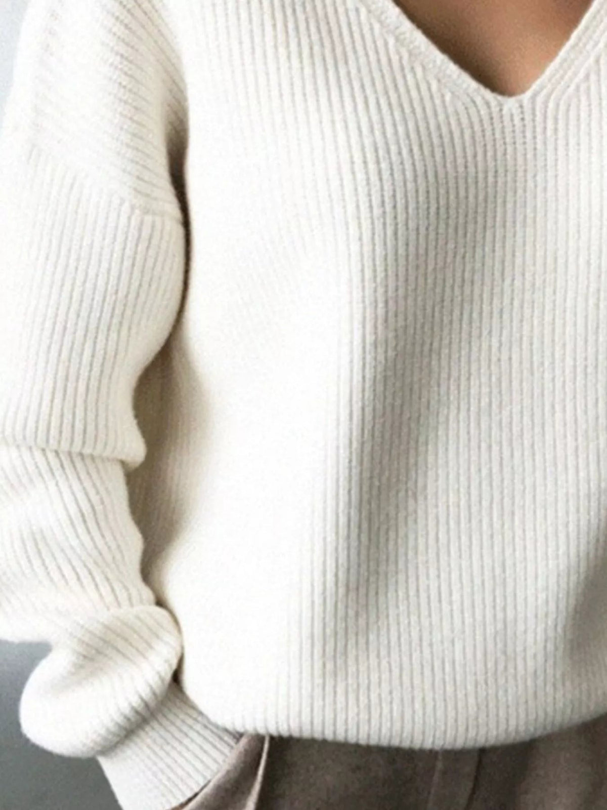 Full Size V-Neck Dropped Shoulder Sweater Plus Size