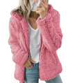 Damen Teddy-Fleece-Mantel mit Taschen und ReiÃŸverschluss