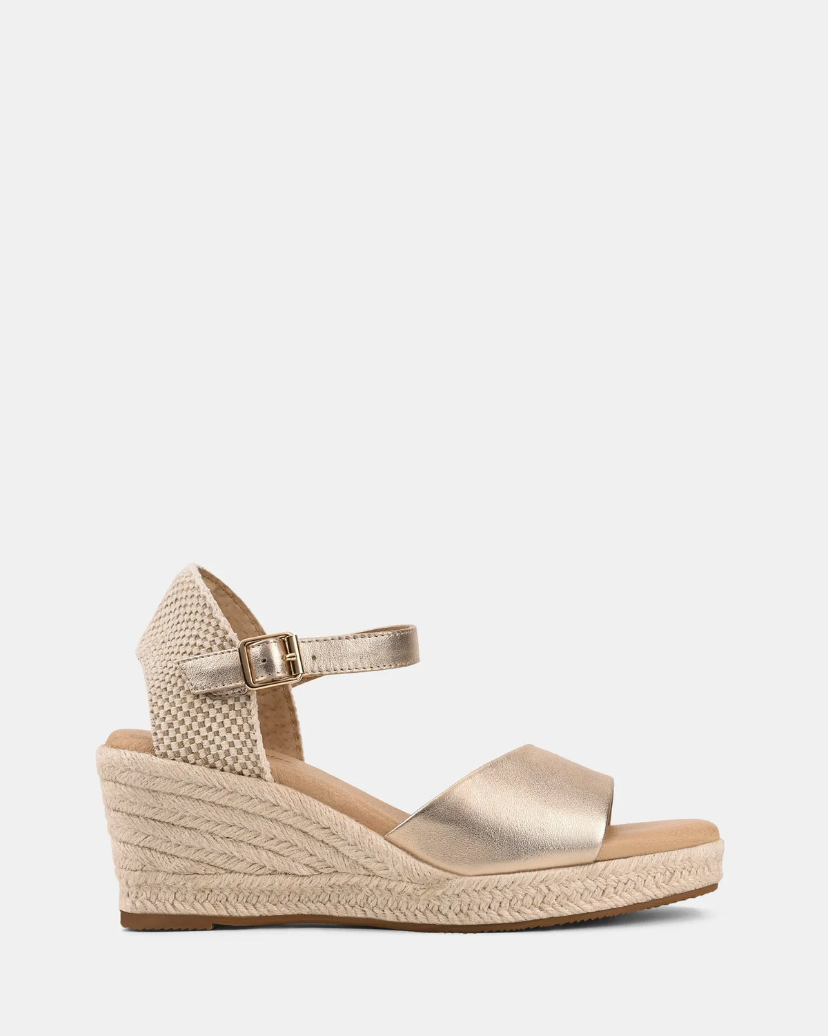 Luxury Women's Gold Wedge Sandals with Buckle Closure