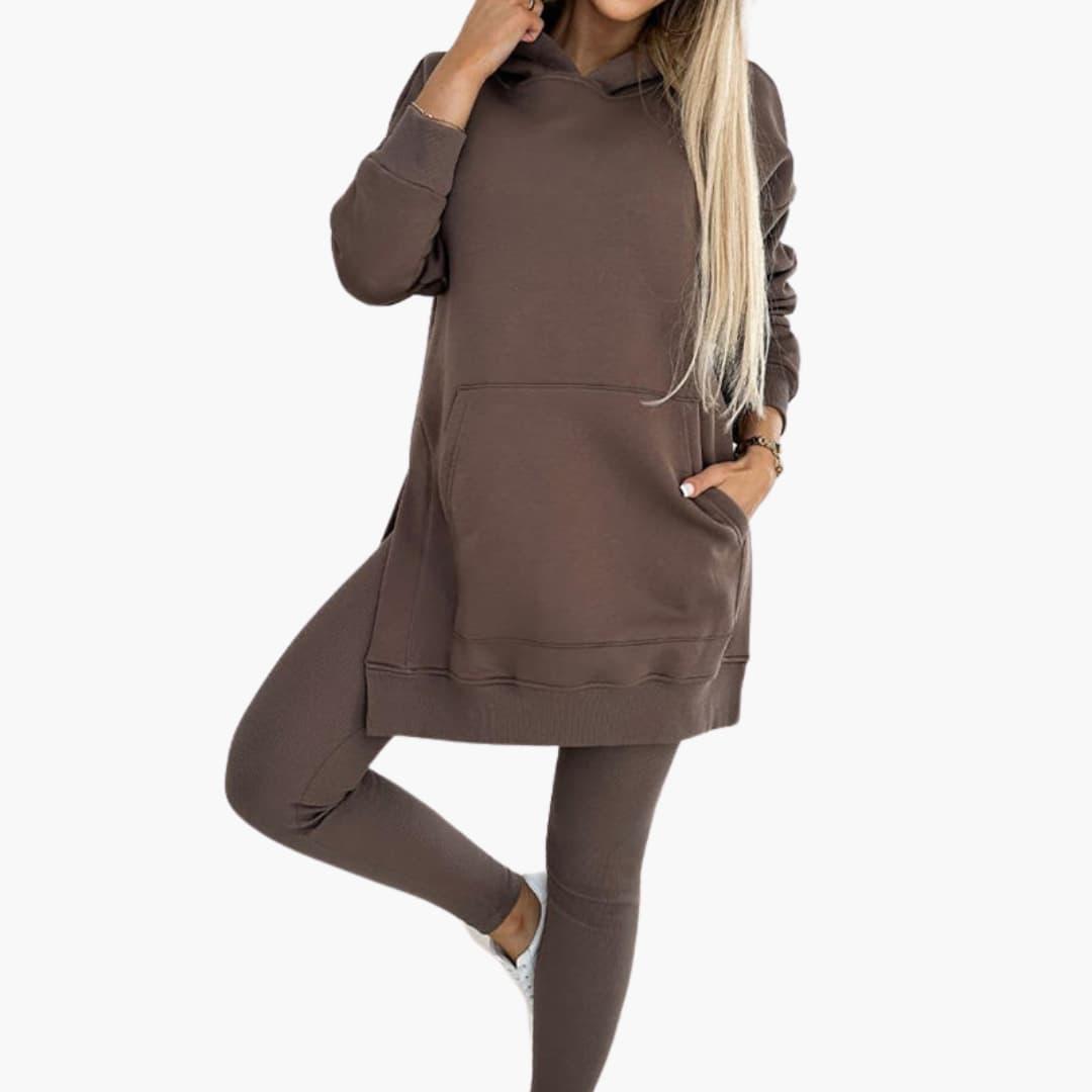 Womenâ€™s Two-Piece Hoodie and Leggings Set with Fitted Leggings
