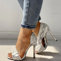 Open toe stiletto heel pumps