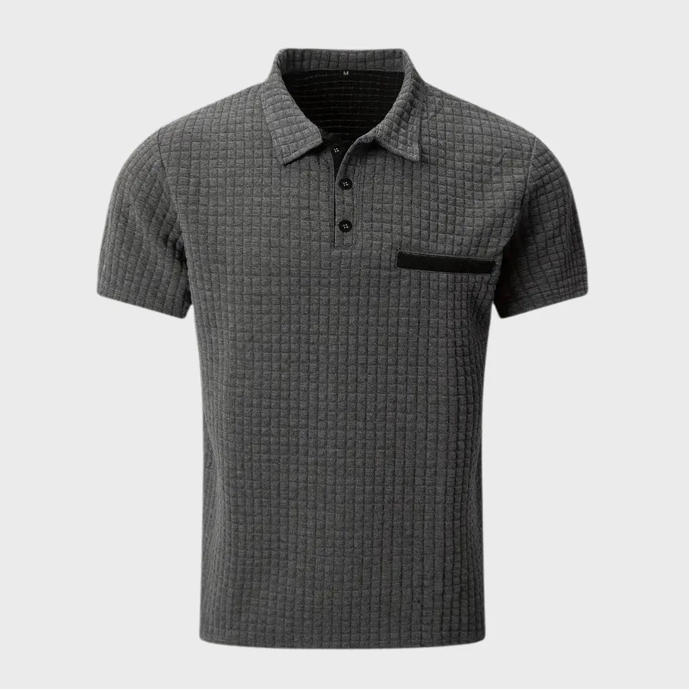 - Texturiertes Poloshirt