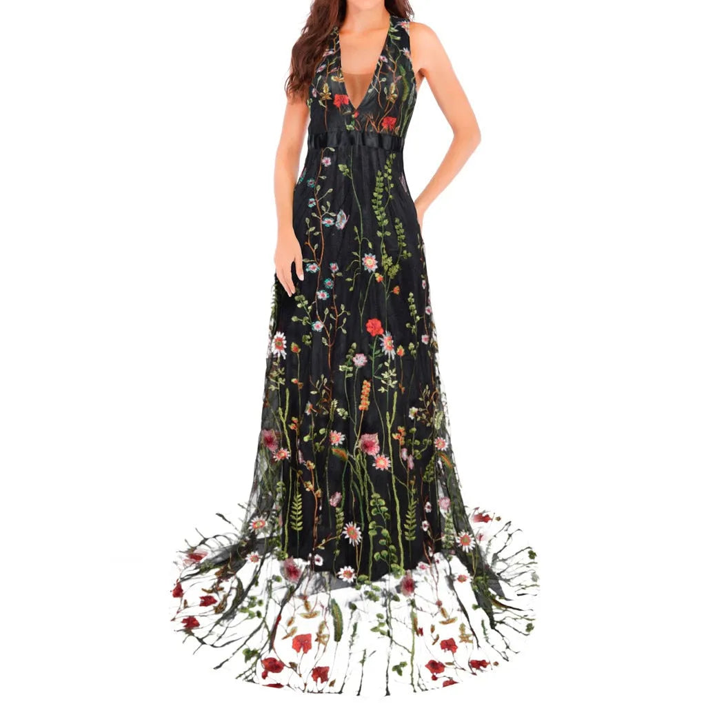 Fabulous Ã„rmelloses besticktes Kleid