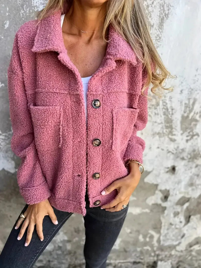 ELODIE | Dames Teddy Jas Met Knopen â€“ Knuffelzacht, Tijdloos & Ideaal Voor Casual Dagen