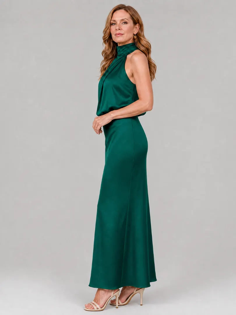 Nopal | Sleeveless Draped Neck Midi Dress