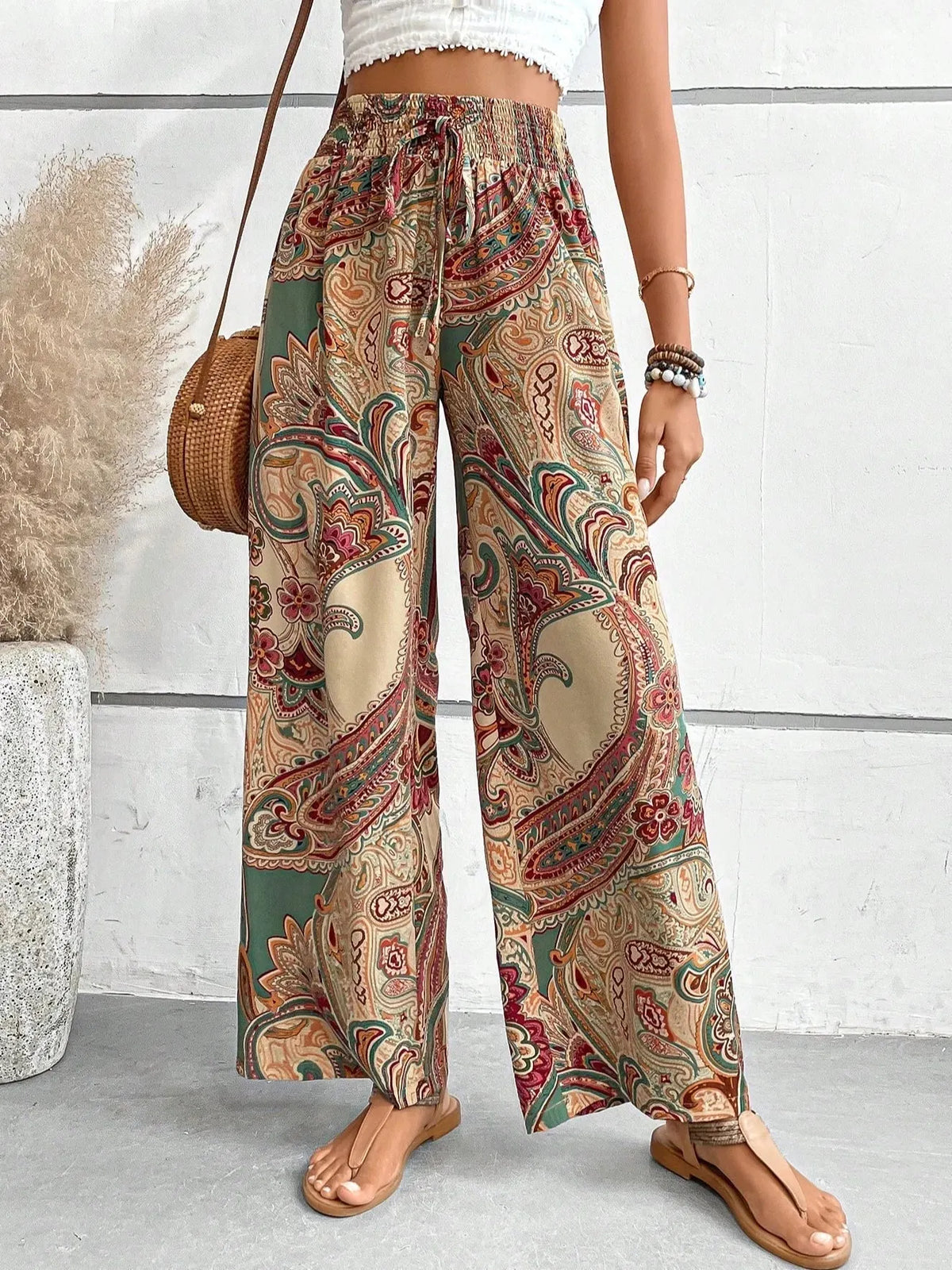 Theia | Boho Paisley Print Summer Pants