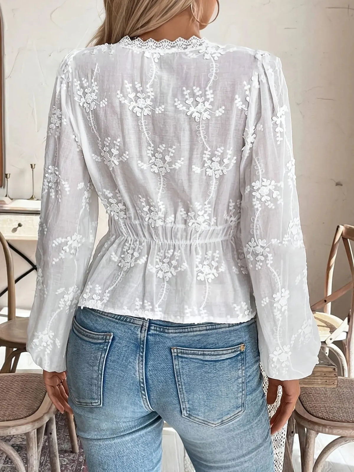 Lace Detail Button Up Shirt