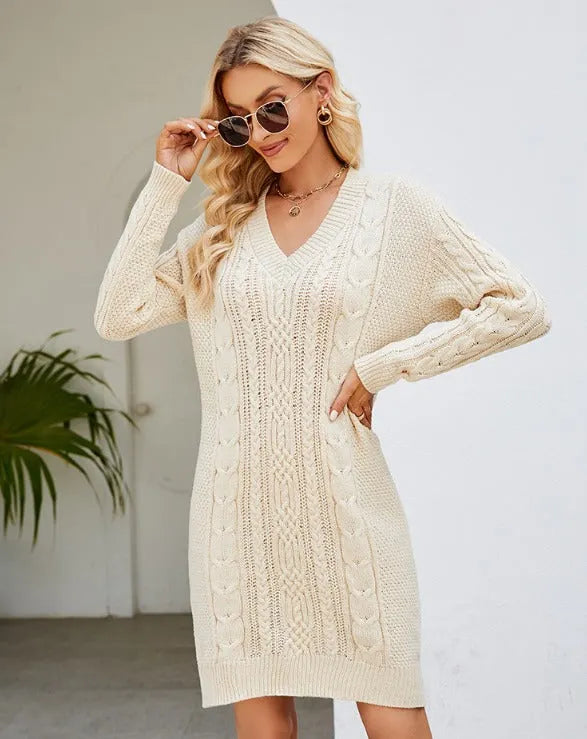 ARJANE | Elegantes Strickkleid mit Spitzenrücken