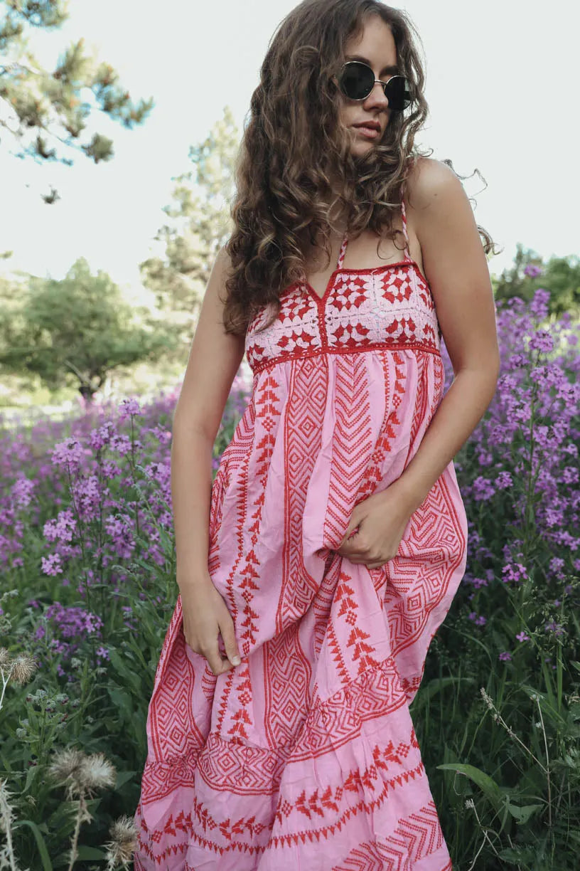BÃ¶hmisches Maxikleid mit Stickerei