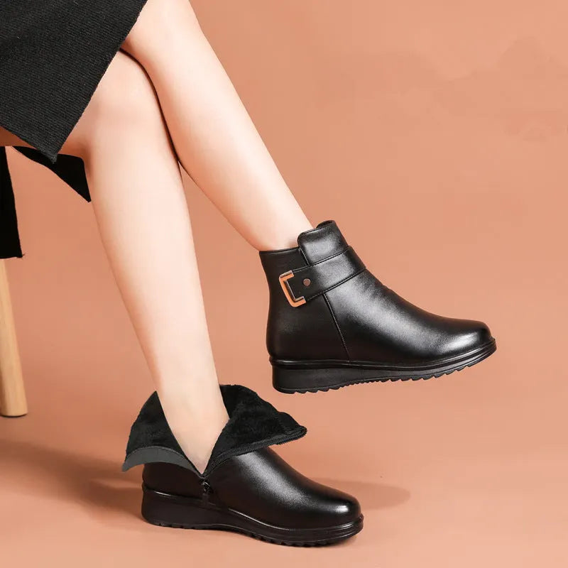 FIEN | Warm Gevoerde Dameslaarzen Van Leer Met Ergonomische Hakverhoging â€“ Orthopedisch, Stijlvol & Ideaal Voor Herfst & Winter