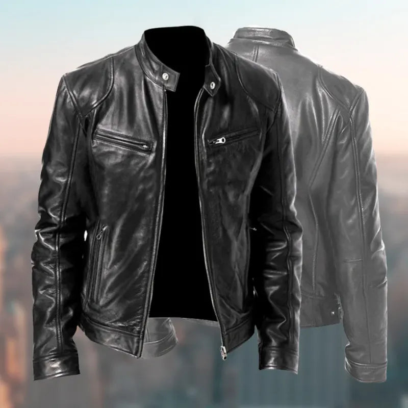Herren Motorrad Jacke Schwarz