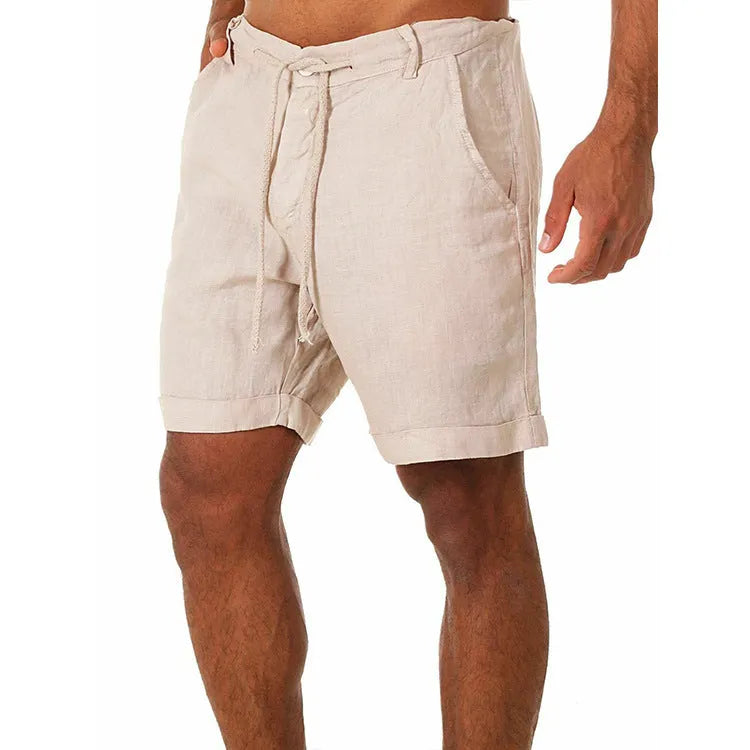 Herren lässige Leinenkurze Shorts mit verstellbarem Bund und praktischen Taschen