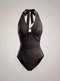 Halter Neck Ruched Bodysuit