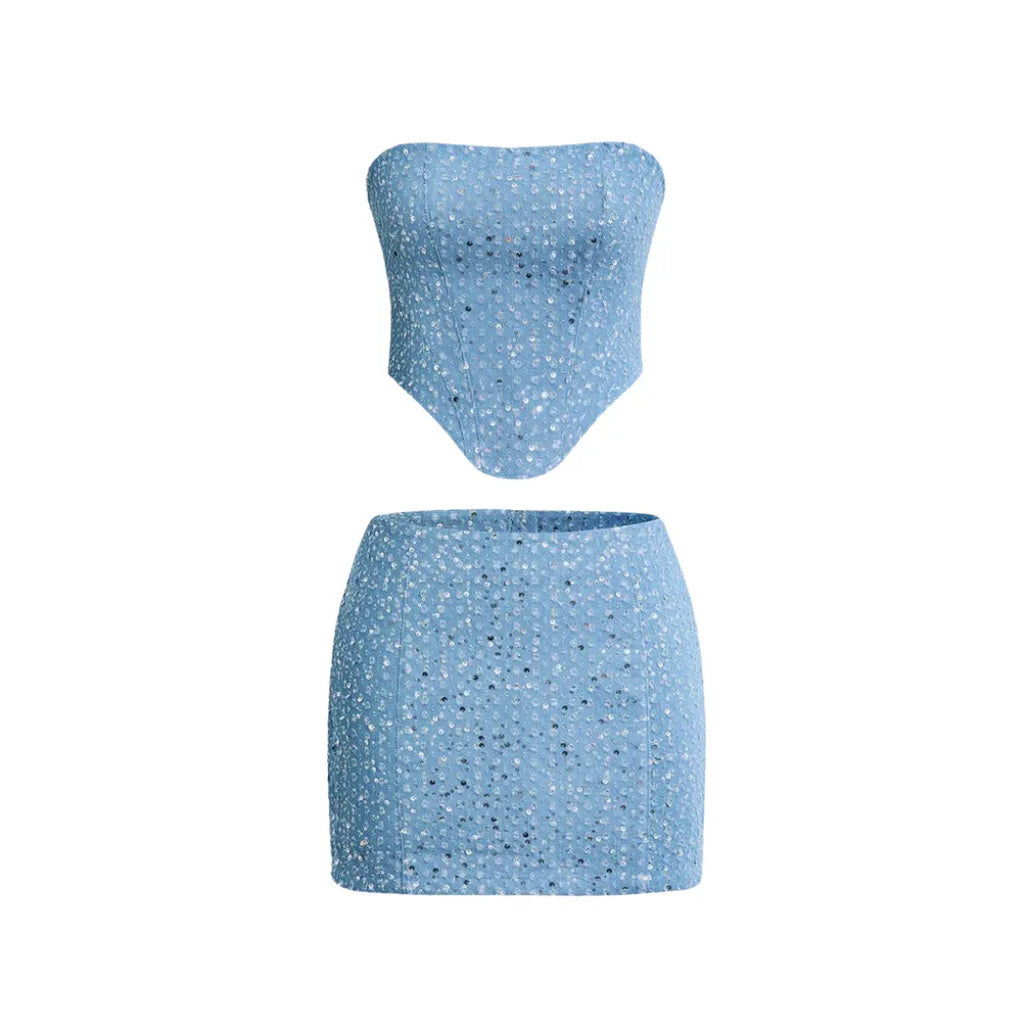 INGRID | Luxe Rok + Top Set Voor Dames Met Steentjes - Elegant, Zelfverzekerd & Opvallend