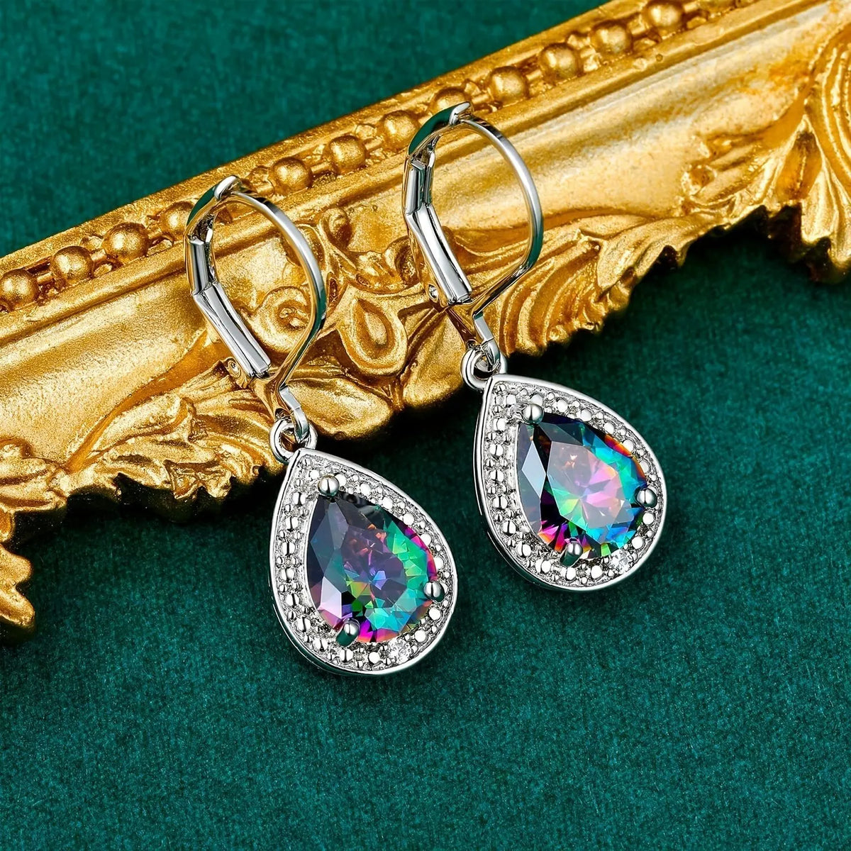 Colorful teardrop stone earrings